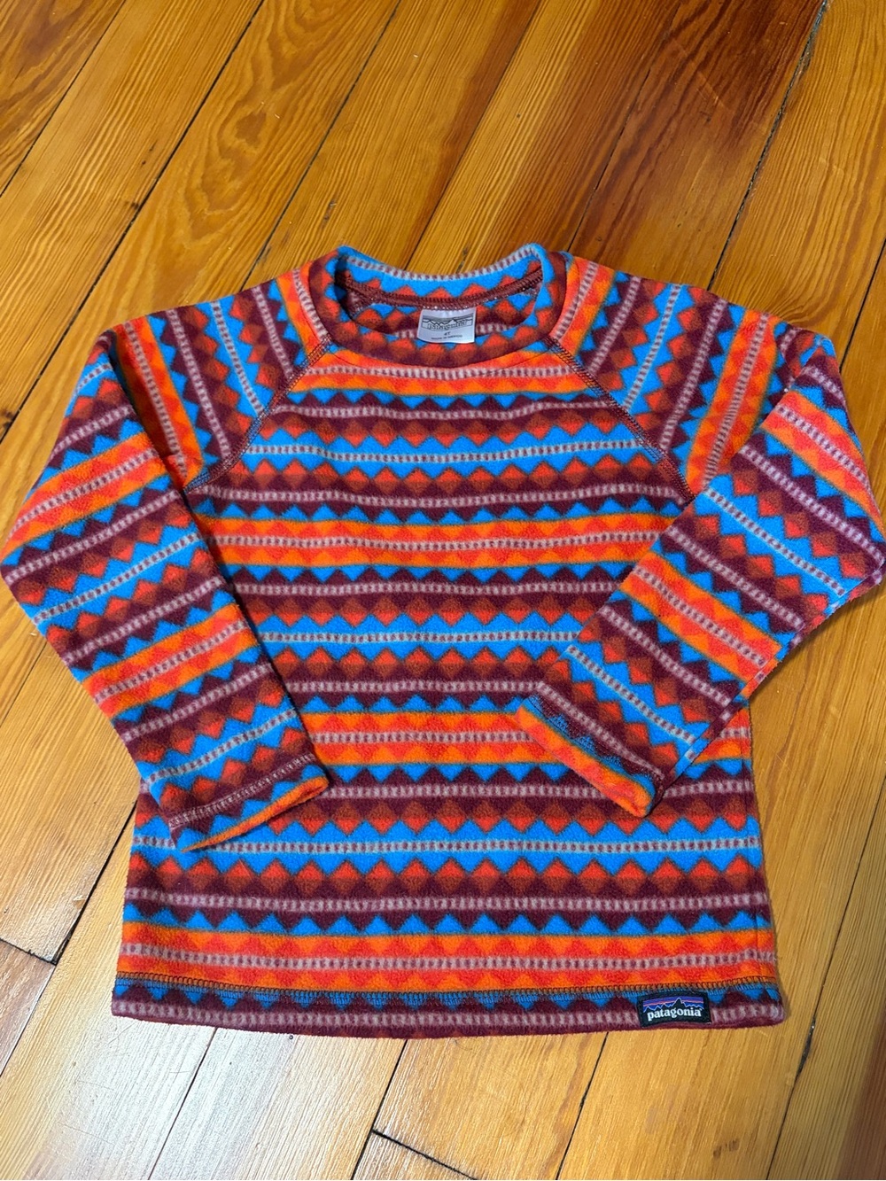 Patagonia 4T Micro D fleece crew pullover Aztec red blue